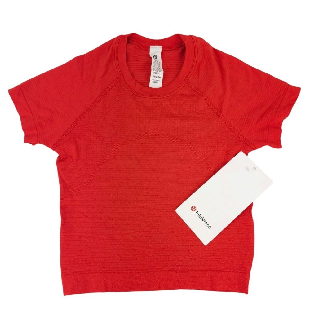NWT LULULEMON Swiftly Tech Cropped Short Sleeve 2.0 HTHT Hot Heat Red Size 2